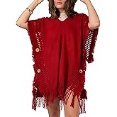 CATCHY & CRAFTY Poncho Knitted Cape Shawl Wrap Cardigan for Women Elegant Pullover Sweater Holiday Warm Gifts