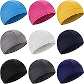 SATINIOR 9 Pieces Cooling Skull Caps Helmet Liner Sweat Beanie Cap Wicking Cycling Running Hat for Men and Women Sports