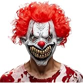 Spooktacular Creations Halloween Scary Clown Mask, Horror Face Creepy Zombie Latex Mask, Monster Masks Killer Evil Cosplay Costume Accessories for Adults Men Halloween Party Dress Up Prop