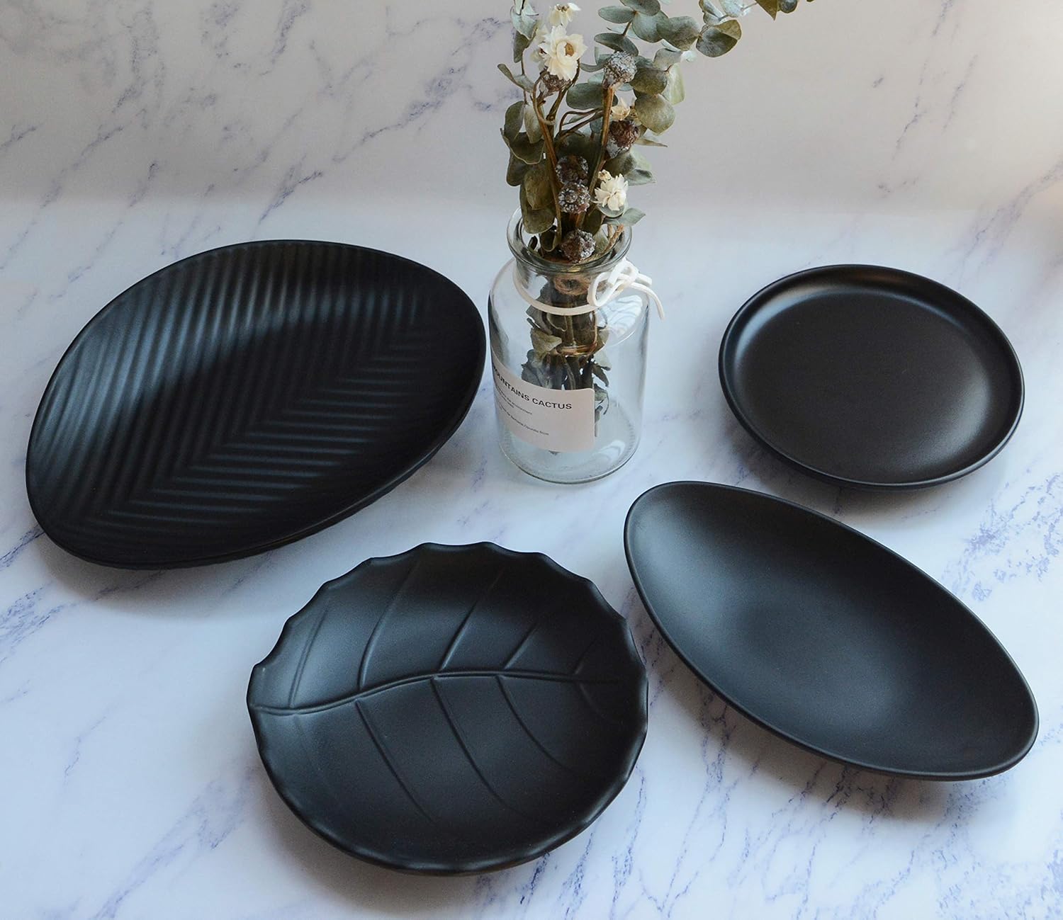 A5 Melamine Jewelry Dish Organizer, Decorative Trinket Dish,Accent Tray for Vanity,Food Safe Dishware (Black, Ship): Home Improvement