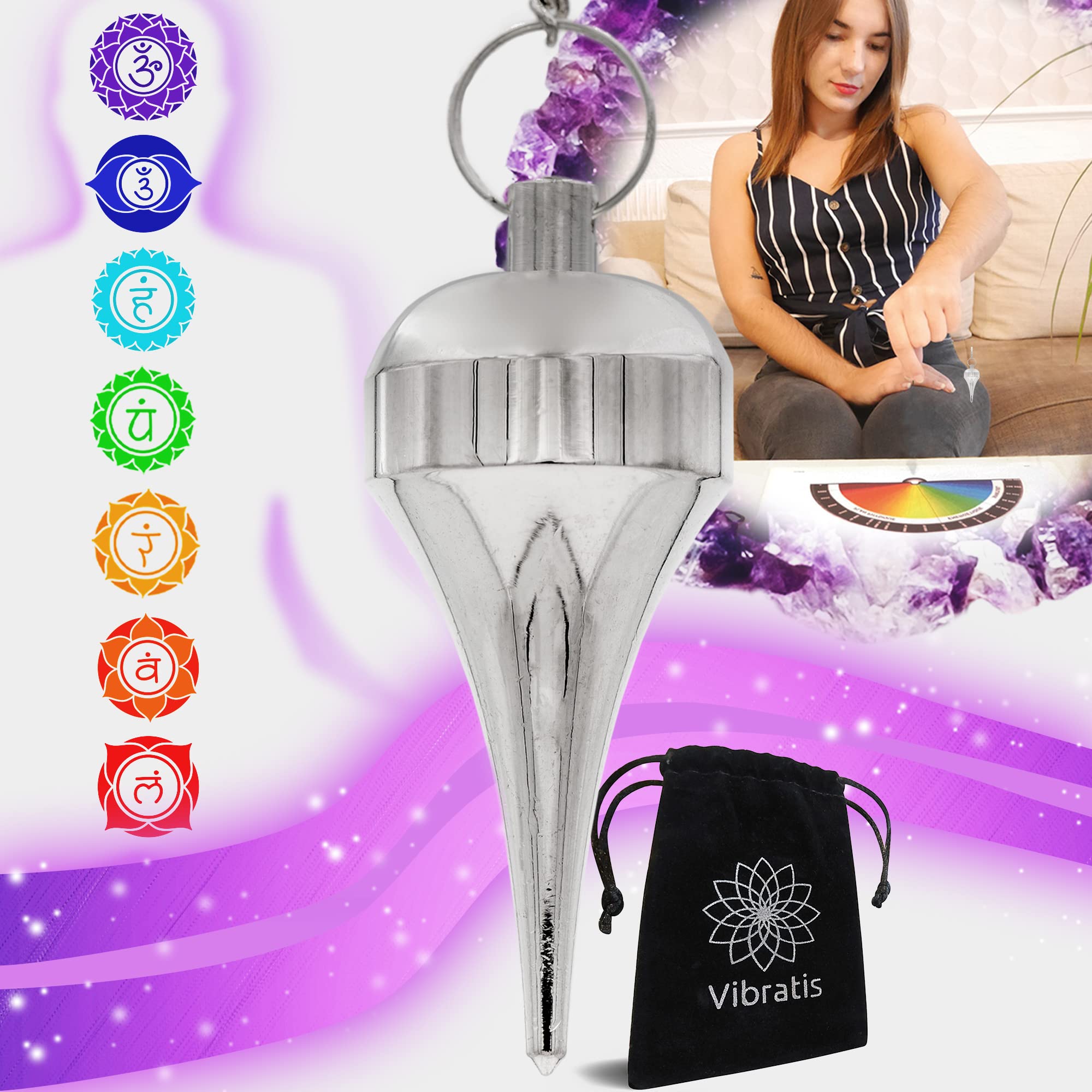 Dowsing Pendulum - Universal Dowsing Pendulum Made of Silver-Plated Brass [Lifetime