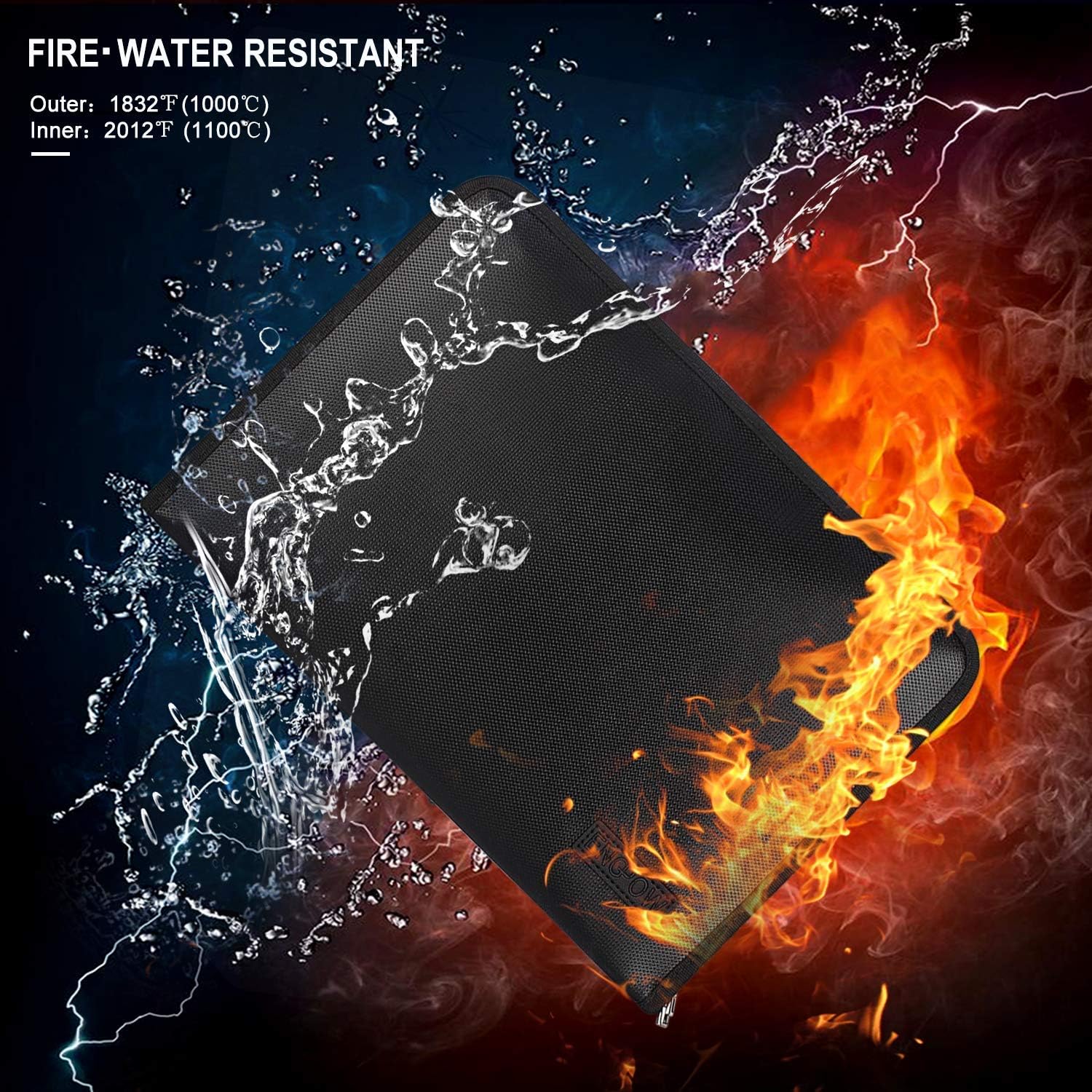 Fireproof File Folder Fireproof Fire and Water Resistant Money Document Bag with A4 Size 13 Pockets Zipper Closure Non-Itchy Silicone Coated Portable Filing Organizer Pouch(14.3" x 9.8") : Office Products