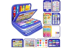 Toddler Busy Board Montessori Toys, 12-Page Busy Book, Boy Girl Birthday Gift, Easter Basket Stuffers, 24 in 1 Learning Activ