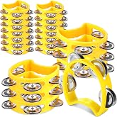 Boao 21 Pcs Tambourine Musical Instrument for Adults Plastic Percussion Tambourine 4 Bells ABS Musical Rhythm Instrument Hand Held Percussion Drum for Party Performance(Yellow)