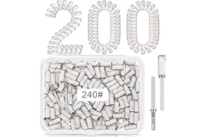 METEOROCK 240 Grit Small Sanding Bands Nail Drill Bit, 200 Pcs 3.1 MM Mini Sanding Bands for Nail, Extreme Fine Grit Small Nail Sanding Bands for Natural Nail Smooth Polish Cuticle, Manicure Nail Salon Use