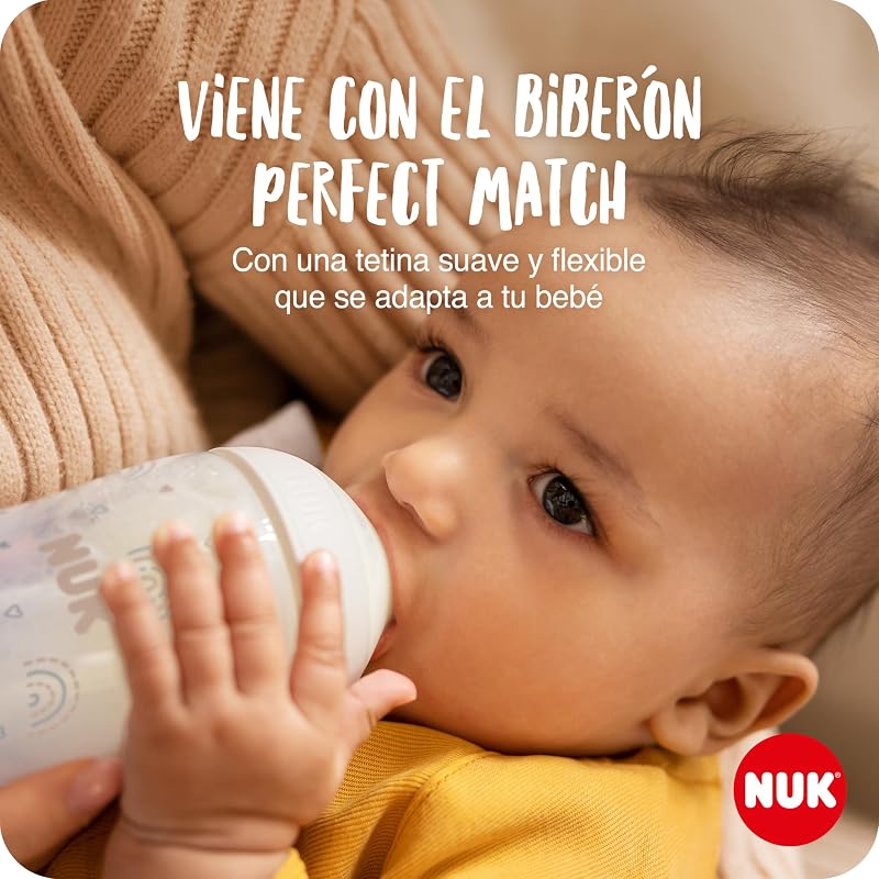 Sacaleches manual NUK | Almohadilla de silicona suave | Palanca ergonómica | Con biberón Perfect Match | 150ml