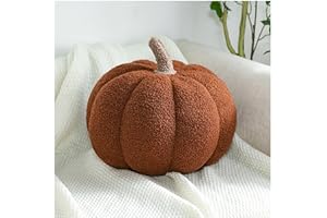 Eoieov Fluffy Pumpkin Pillow Brown Plush Pumpkin Stuffed Tough Halloween Pumpkins Decorative Couch Throw Pillow Soft Cute Pumpkin Pillow Gift,7.87"