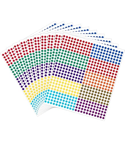 LJY 19mm Round Dot Stickers – 12 Assorted Colors, 2520 Total Labels – Color Coding, Office & Classroom Use