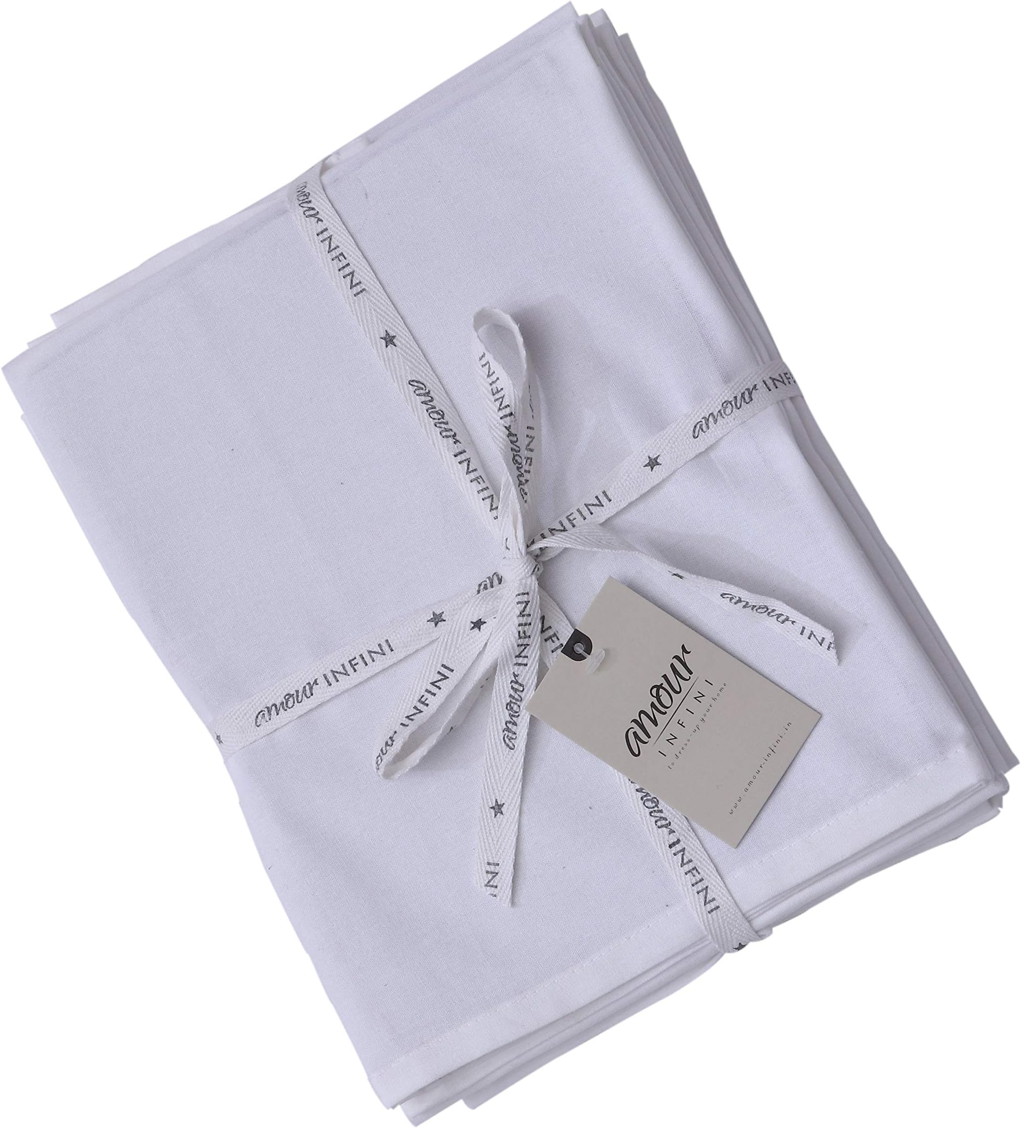 AMOUR INFINI Flour Sack Towels | Multi-use Kitchen Towels, Dish Towels, Cloth Napkins |100% Ring Spun Cotton | Highly Absorbent Tea Towels for Embroidery | 6 Pack | 33 x 38 Inch | White