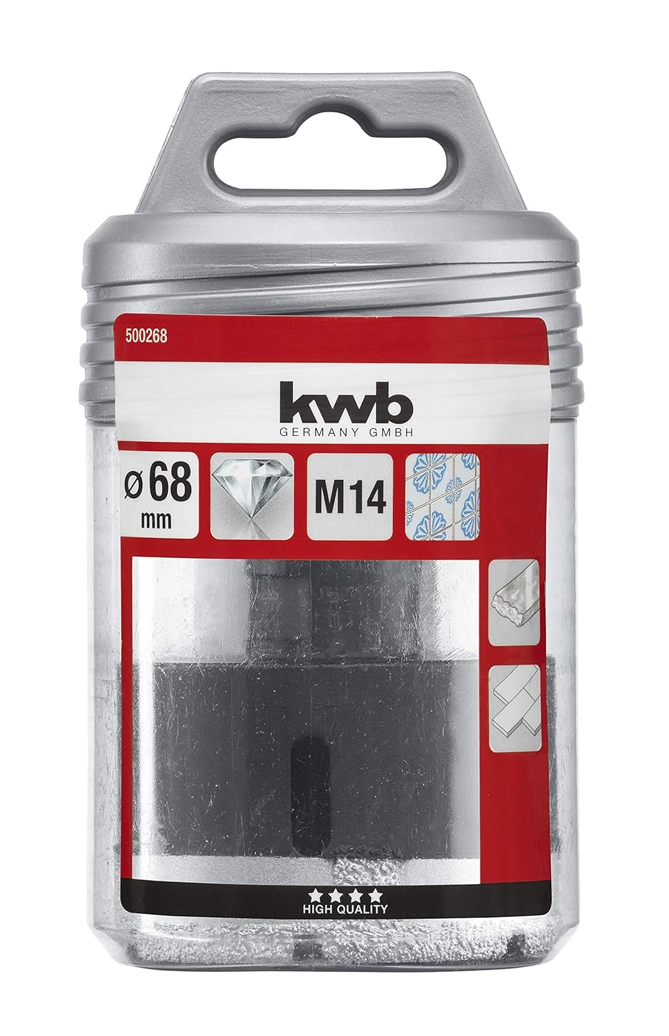 kwb 68mm Diamond Tile Hole Saw for Angle Grinders M14 Arbor, Dry Cutting, Industrial-Grade, Thread: M14, 68 mm - Image 4