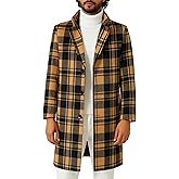 INVACHI Men's Casual Trench Coat Single Breasted Notch Lapel Plain Office Overcoat with Pockets