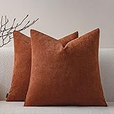 a moment Pack of 2 Decorative Chenille Throw Pillow Covers with Twill Cushion Covers for Sofa Living Room Couch Bed 20x20 Inch Rust