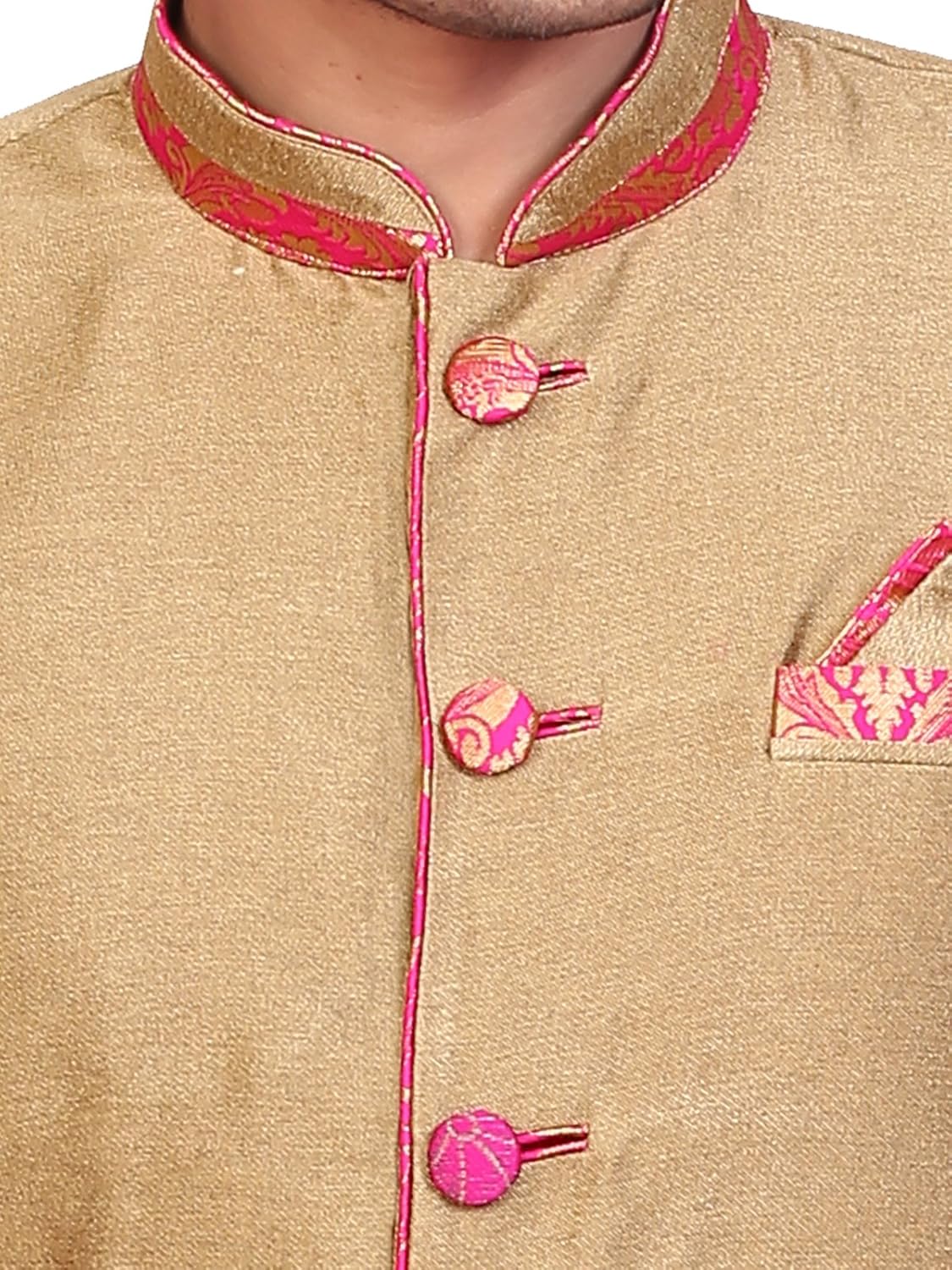 a.b.c. garmentsgolden sherwani with maroon printed sleeve for mens