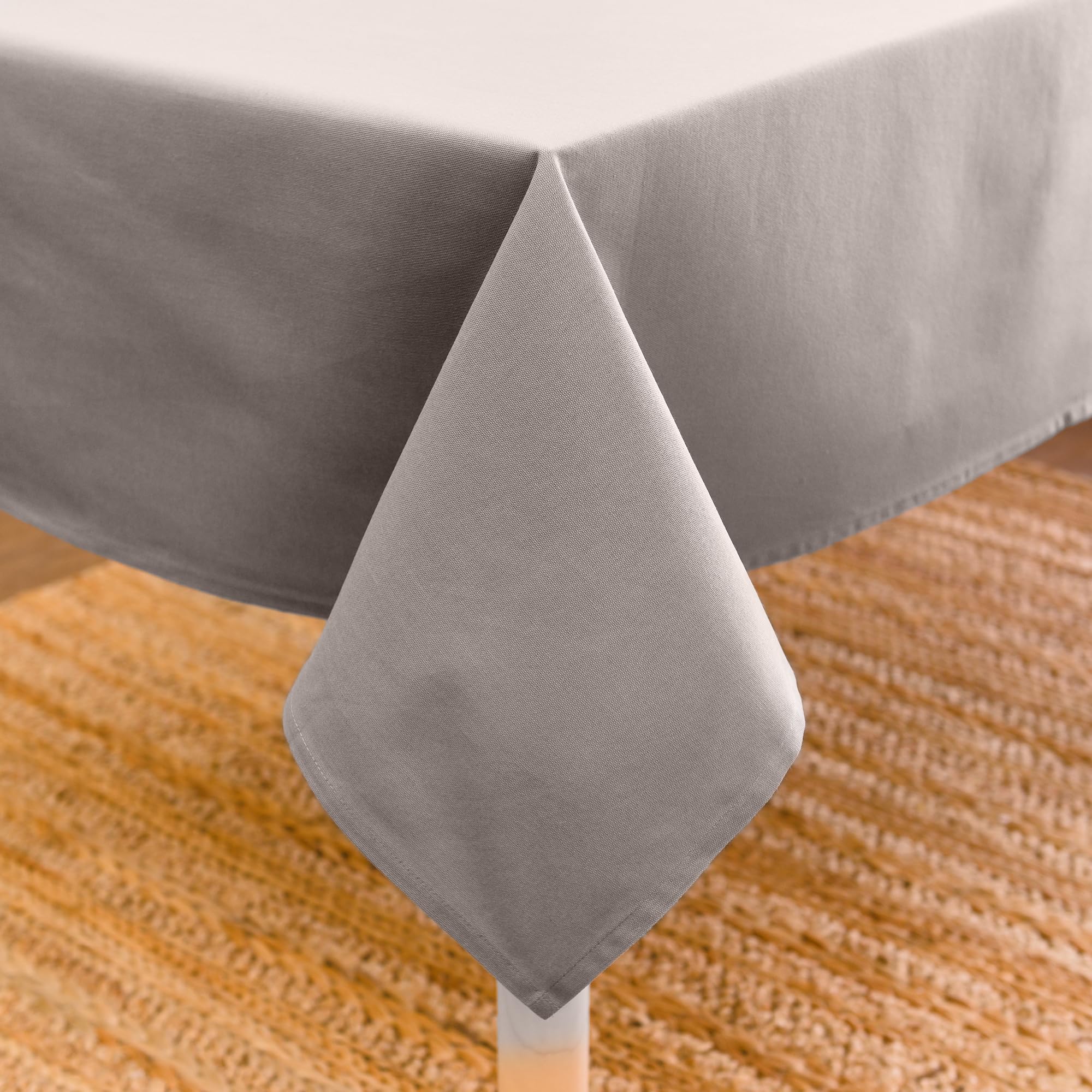 Encasa XO Dining Table Cover | 56x91 in Cotton Canvas Rectangular Tablecloth | Machine Washable, Grey Table Cloth for Indoor & Outdoor Dining, Durable, Easy-Care | Suitable for Any Occasion