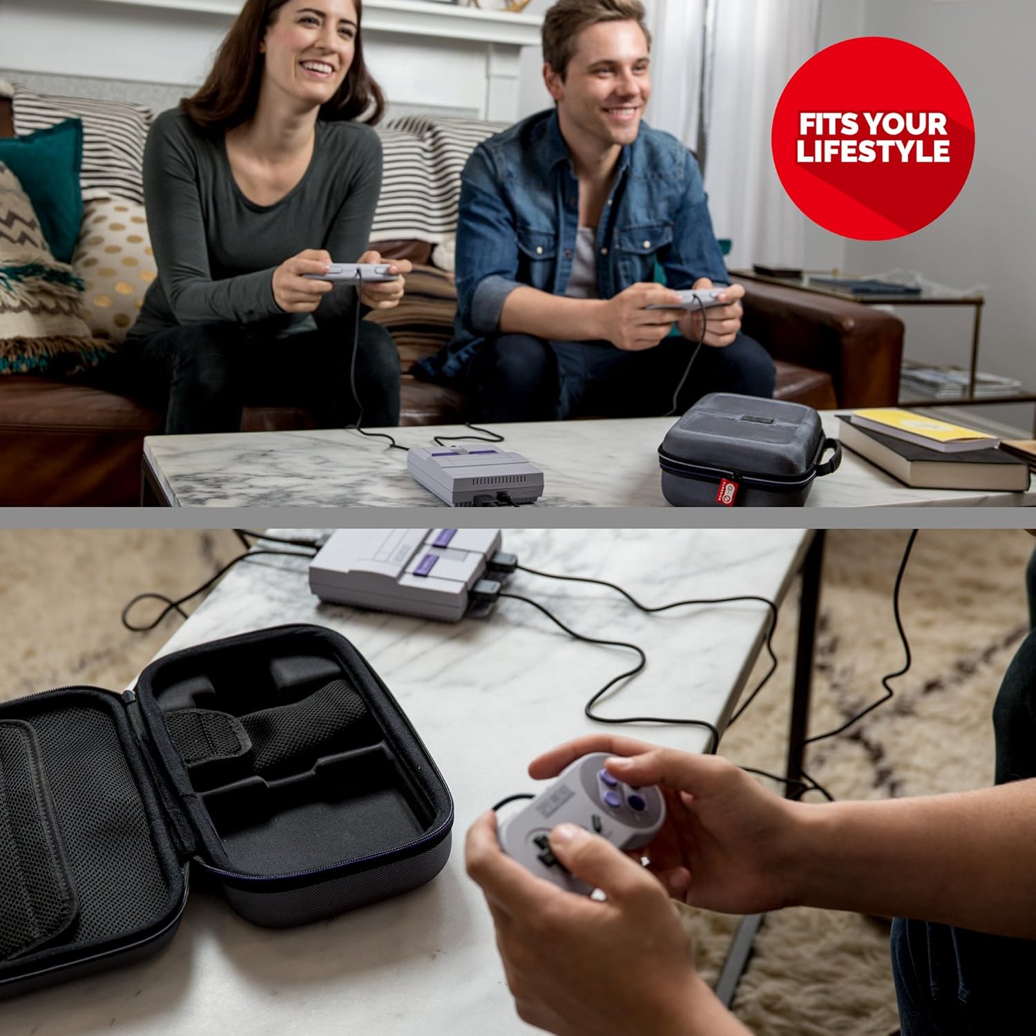Officially Licensed Nintendo Super Nintendo Entertainment System Carrying Case – Protective Deluxe Travel System Case – Grey Ballistic Nylon Exterior: Video Games