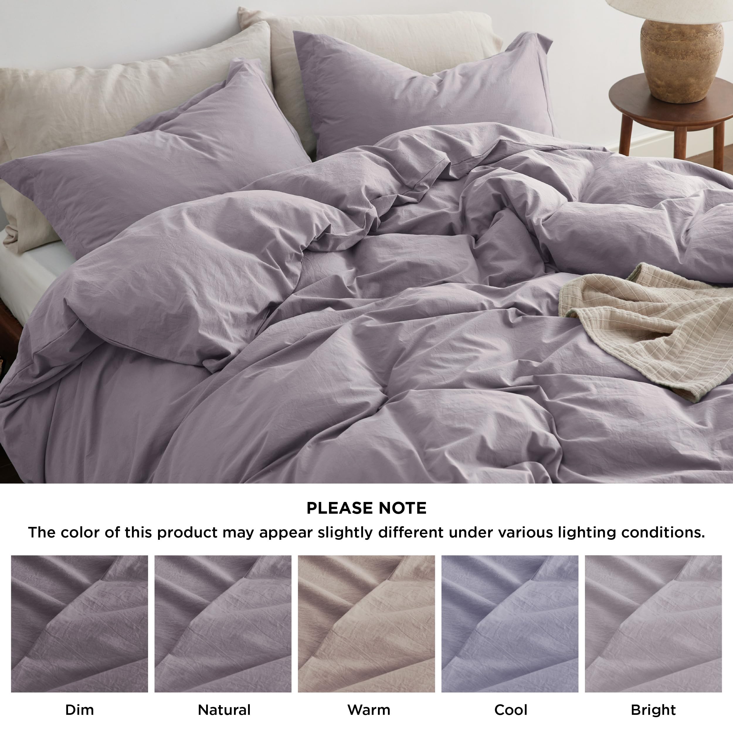 Bedsure 100% Washed Cotton Duvet Cover King Size