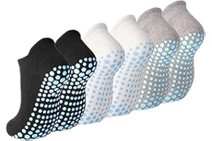 SkiBeaut 6 Pairs Non Slip Men Women Socks Unisex Pilates Man Woman Grips Cushion Socks for Yoga Barre Home & Hospital