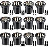 SUNVIE 12W Low Voltage Landscape Lighting with Connectors 1200LM Ultra Bright Well Lights Landscape LED In Ground Waterproof Outdoor Warm White Paver Lights for Garden Yard Driveway 12 Pack