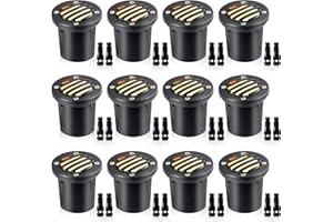 SUNVIE 12W Low Voltage Landscape Lighting with Connectors 1200LM Ultra Bright Well Lights Landscape LED In Ground Waterproof Outdoor Warm White Paver Lights for Garden Yard Driveway 12 Pack