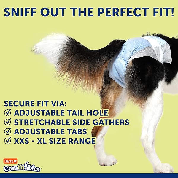 HARTZ DISPOSABLE DOG DIAPERS, SIZE M 32 COUNT, COMFORTABLE & SECURE FIT, EASY TO PUT ON