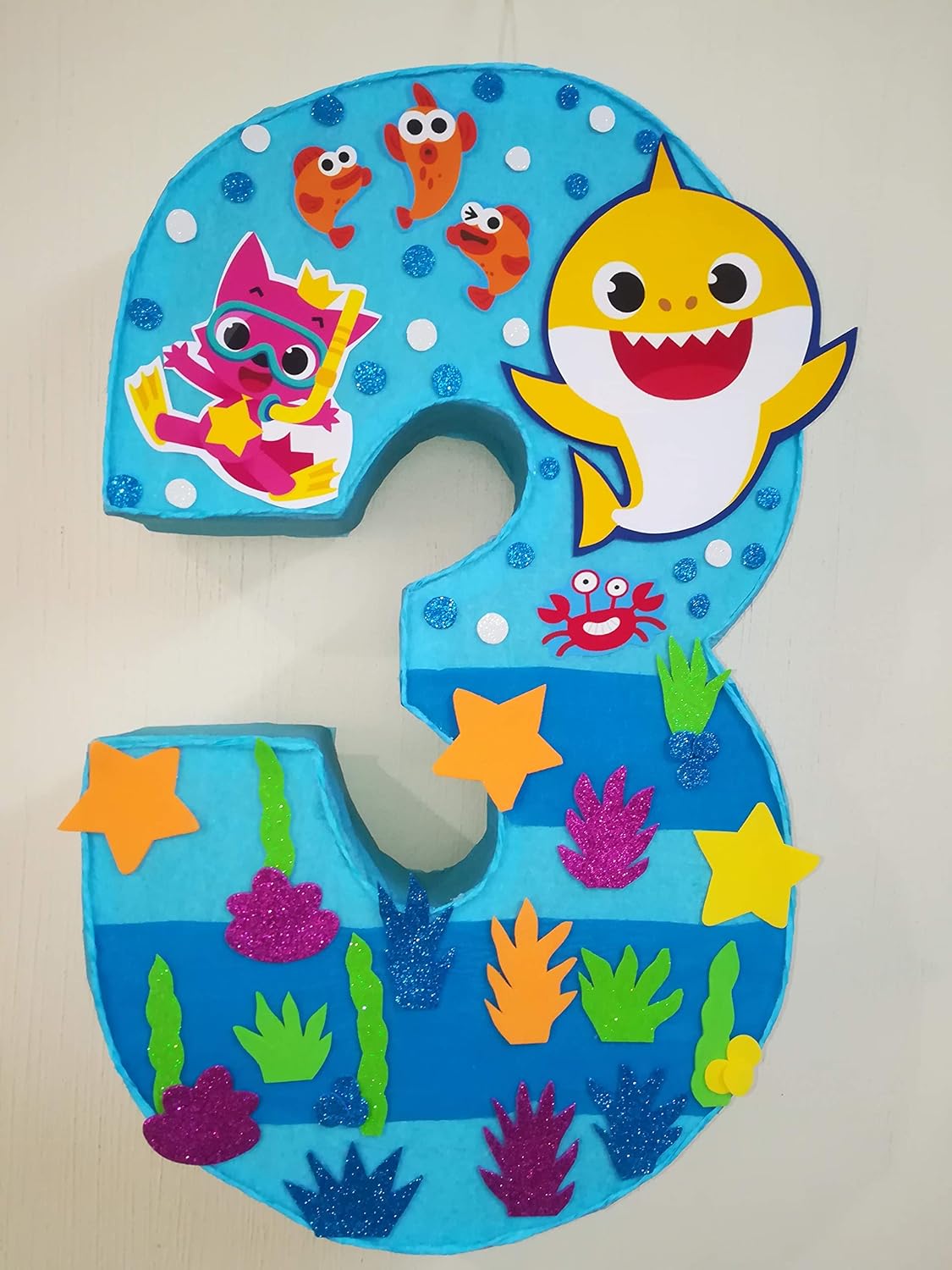 baby shark number 3 pinata, under the sea