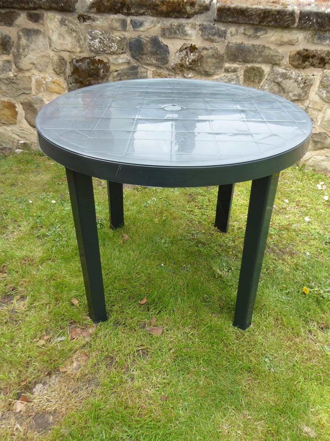 Tables Large 90cm Green Resin Round Garden Dining Table Parasol Hole