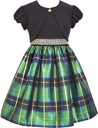 bonnie jean metallic plaid dress