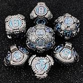 Geakeeper Construct D&amp;D Dice, Metal DND Dice Set, 7Pcs Polyhedral Dragon Metallic D&amp;D Dice with Gift Case for DND Game, RPG Role Playing Table Game Gifts (Rolling Blue)