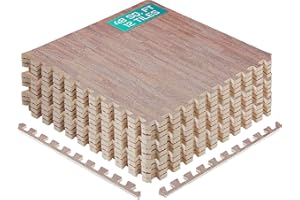 Yes4All EVA Interlocking Mats, Puzzle Floor Tiles, Foam Floor Padding with Border for Furniture, Home Space, Living Room, Gar