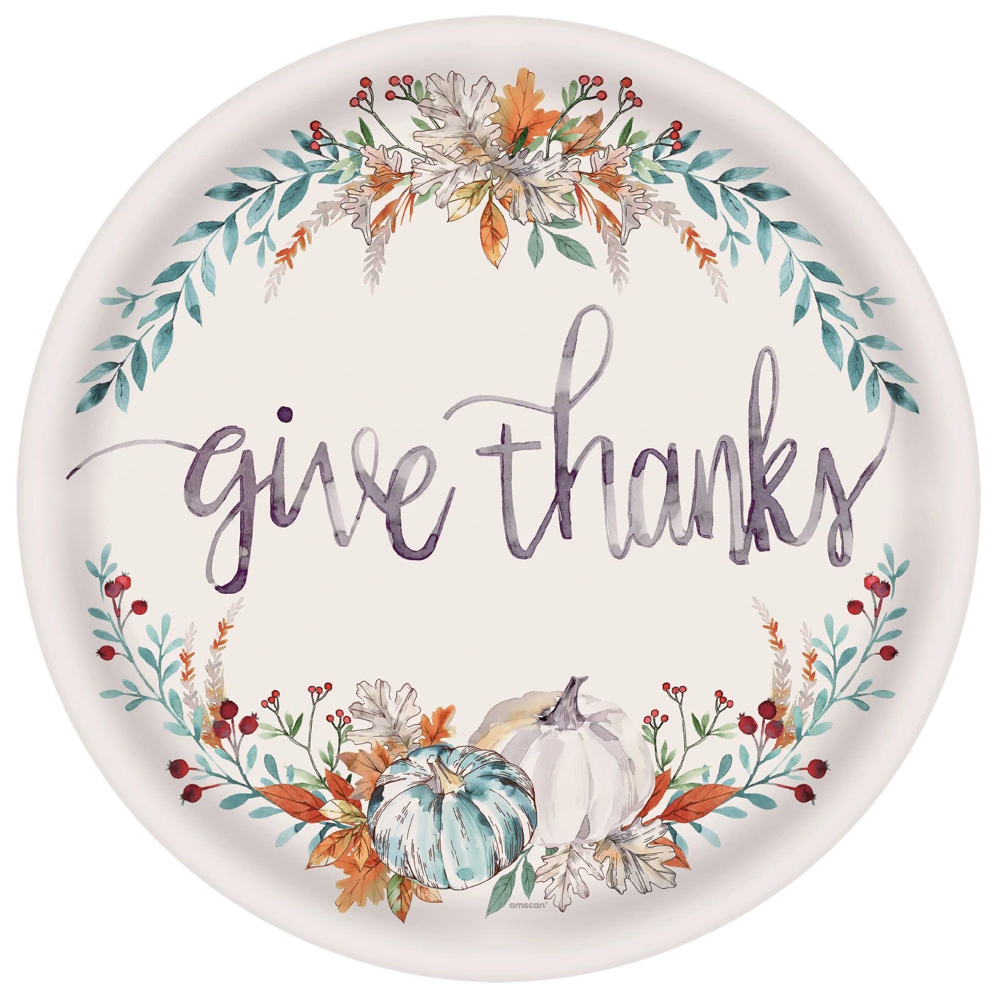 Amscan 431491 Thanksgiving Textured Platter-36cm | Multicolor | Round | 1 Pc. Platter
