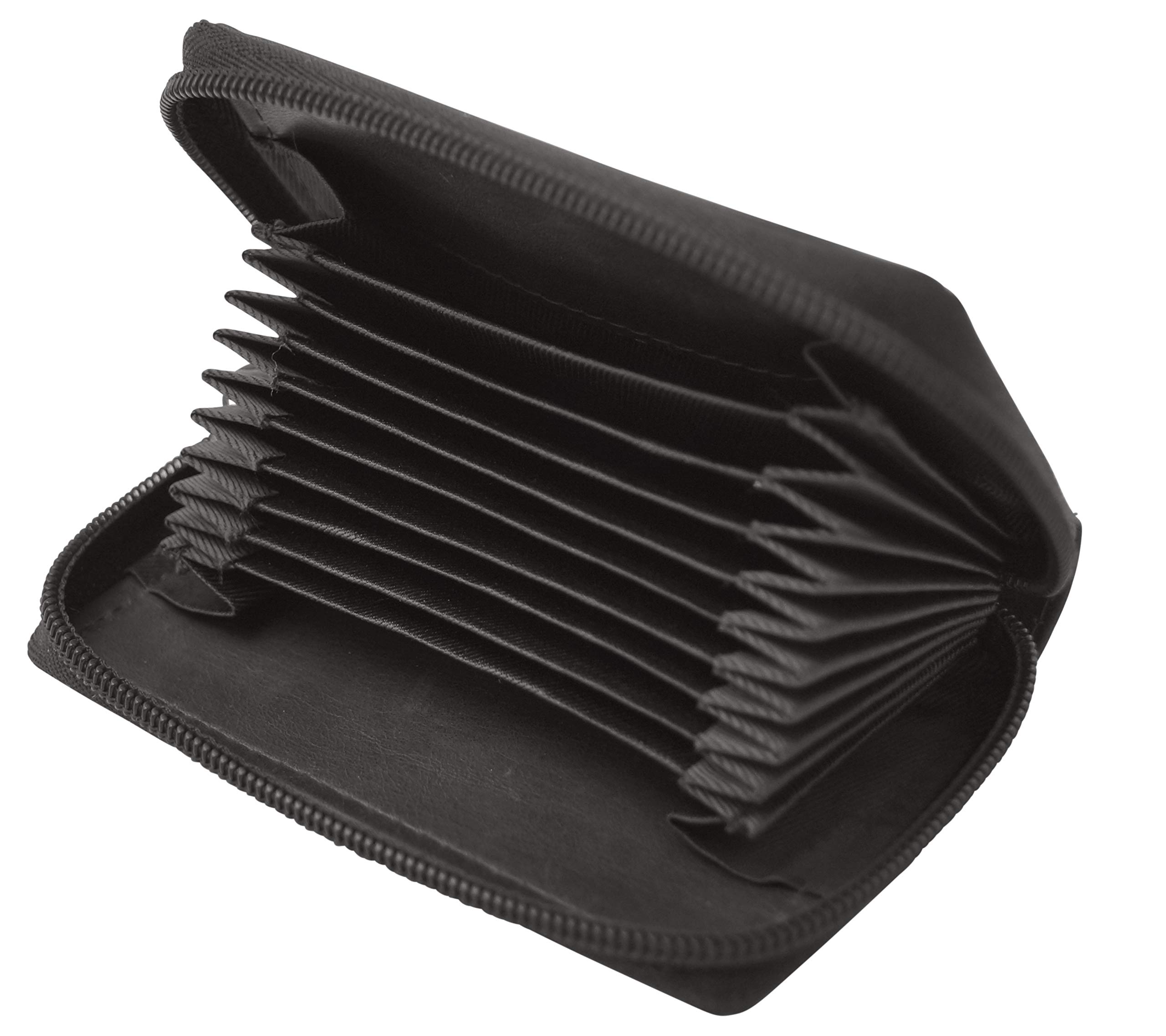 GERMANUS Wallet Credit Card Holder Zip Leather, black, Classic