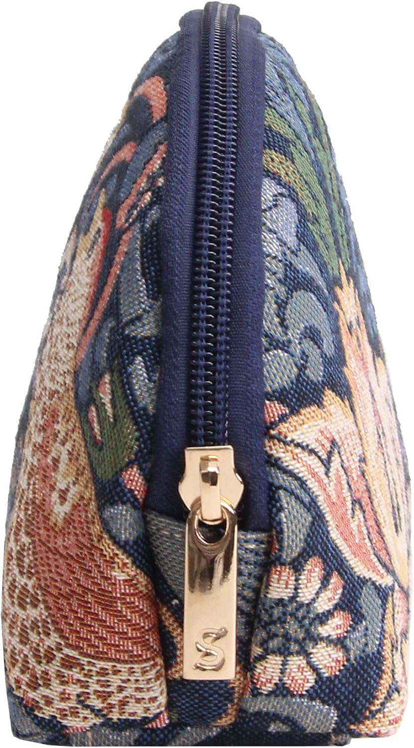 Signare Tapestry Cosmetic Bag Makeup Bag for Women with William Morris Design (Strawberry Thief Blue, COSM-STBL) - Image 3