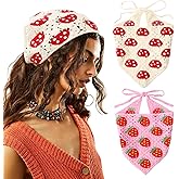 DRESHOW Floral Crochet Hair Bandana Tie Knotted Headscarf Vintage Headband Knitted Head Kerchief for Women Girls