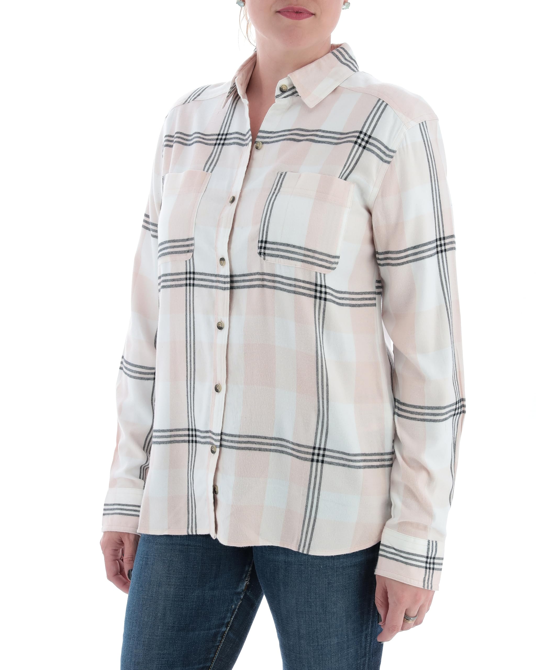 Legendary Whitetails Women's Standard Legendary Flannel Shirt Comfort Fit, Silver Peony Plaid, Small Image Legendary Whitetails Women's Standard Legendary Flannel Shirt Comfort Fit, Silver Peony Plaid, Small Image