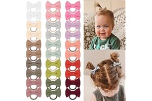 BBGifts 30Pcs Baby Hair Bows Ties, Hair Rubber Bands for Baby Girls' Fine Hair, No Damage Soft Elastic Nylon Hair Bands, Pigtails Ponytail Holders Hair Accessories for Girls Kid Children