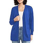 Women's Open Front Cardigan with Pockets Long Sleeve Solid Color Lightweight Knit Sweater