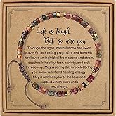 SaluvuSpark Inspirational Bracelets for Women, Healing Natural Stone Bracelet with Cross Charm, Motivational Gifts for Best Friends Sister