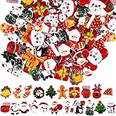 Blulu 100 Pieces Christmas Resin Charms for Crafts Flatback Slime Charm Beads Resin Supplies Mini Xmas Embellishments Crafts Decorations for DIY Scrapbooking Jewelry Cell Phone Case(Santa Claus)