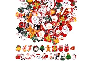 Blulu 100 Pieces Christmas Resin Charms for Crafts Flatback Slime Charm Beads Resin Supplies Mini Xmas Embellishments Crafts Decorations for DIY Scrapbooking Jewelry Cell Phone Case(Santa Claus)