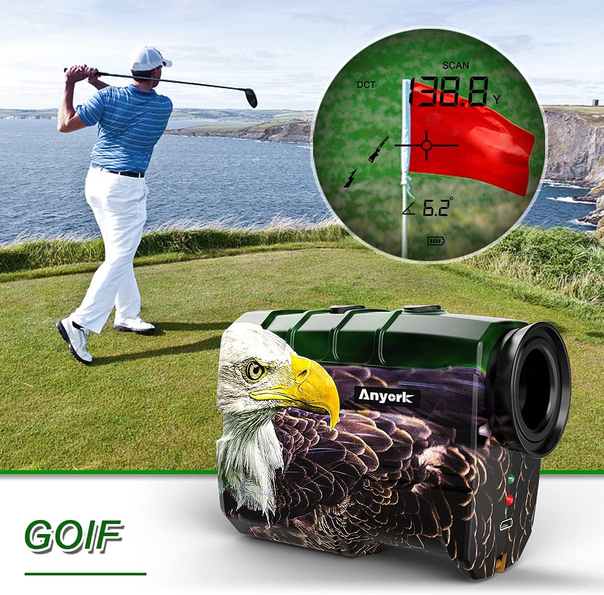 Anyork Hunting Rangefinder with Rechargeable Battery, 1000 Yards Laser Range Finder for Bow Hunting, 6X Magnification Archery Rangefinder with Scan Distance Angle, Carrying Case : Sports & Outdoors