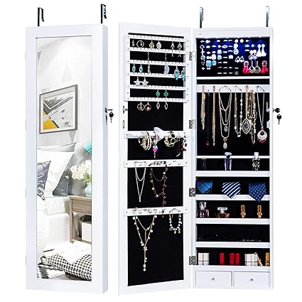 Ktaxon Mirrored Jewelry Armoire Wall Cabinet Storage Makeup
