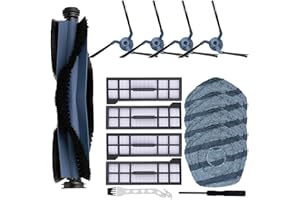 RINAKOU Spare Accessories Compatible with Eufy X10 PRO Omni Robot Vacuum Cleaner,1 Main Brush Roller,4 Side Brushes,4 Hepa Filters,4 Mop Pads,