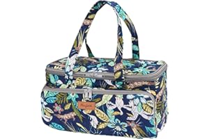 Hanfetch Yarn Bag-Large Size-Yarn Storage Organizer with Grommets-Portable Crochet Bag for Yarn Skeins-Crochet Hooks-Knitting Needles -Other Accessories (Rainforest)