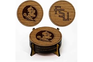 LazerEdge Florida State Seminoles Wooden Coaster Set - Cherry Wood - Officially Licensed Product - 4-Pack