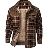 PEHMEA Men's Flannel Shirt Jacket Plaid Sherpa Lined, Warm Fleece Coat for Fall Winter Outdoor
