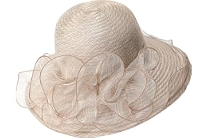 BAWNHAW Kentucky Derby Church Hats for Women, Wide Brim Foldable Organza Garden Party Hat, Adjustable Fascinators Bow-Flower