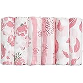 GLLQUEN BABY Receiving Blanket Boy Cotton Muslin Swaddle Blankets Girl Newborn Squares Breathable & Soft Thin Baby Blankets Cloths Double Absorbent Infant Swaddling Wrap - 6 Pack (Flower)