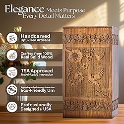 INTAJ Handcarved Rosewood Hummingbird Oversized Urn