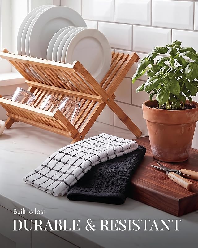 8 paños de cocina, negro, 4 cajas pequeñas teñidas y 4 sólidos, 1 libra/docena, 12 pulgadas x 12 pulgadas (negro) — foto 6 de 8