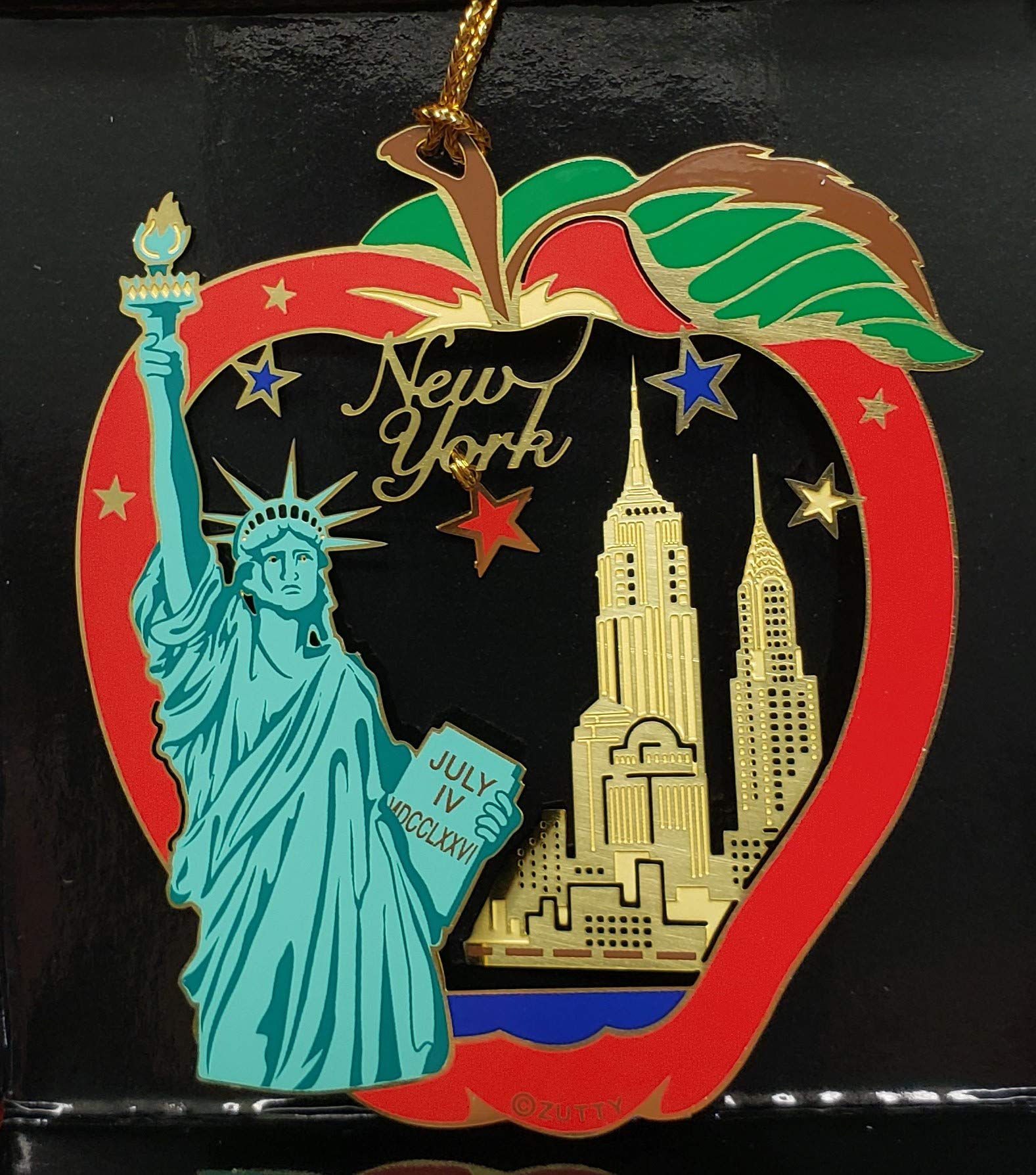 Nations Treasures New York City Big Apple Color Brass ORNAMENT Statue of Liberty Empire State Building